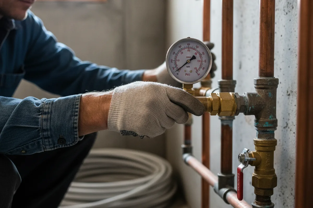 Pressure testing a repaired line during Water Line Repair in Nemacolin